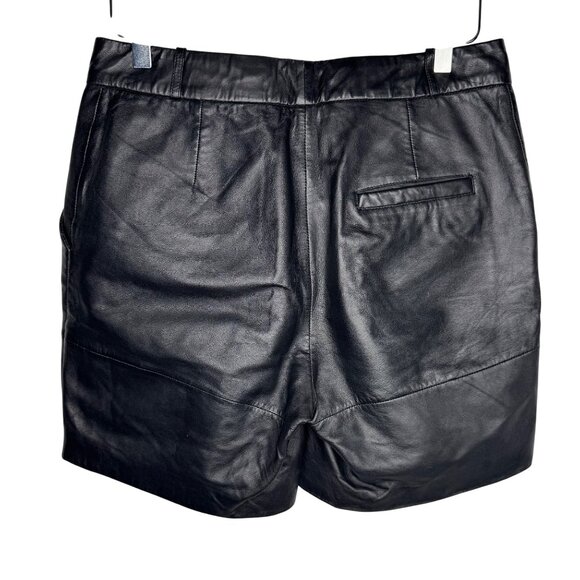 Nümph Womens Black Lambskin Leather Shorts Size‎ 38 With Graphic Lining - Picture 5 of 9